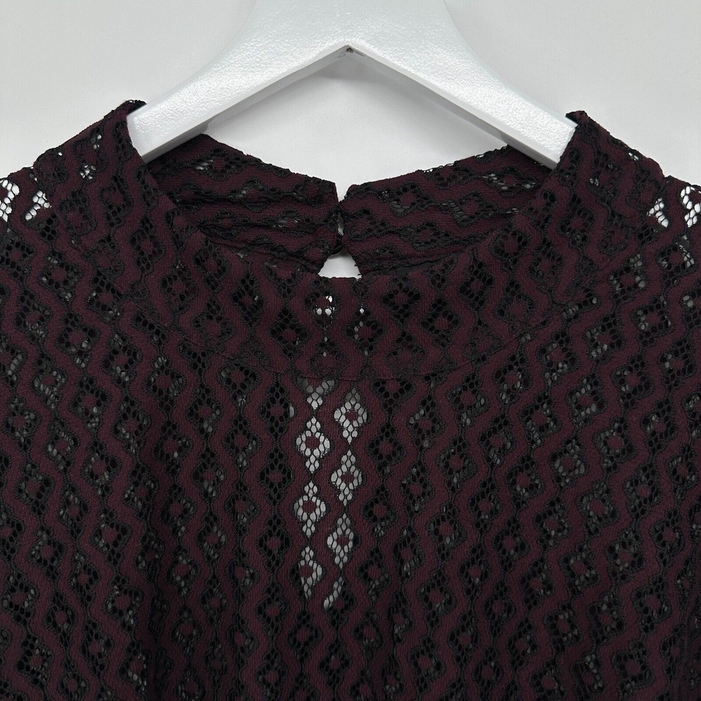 Lane Bryant Tunic Top Shirt Size 26 Sheer Long Bell Sleeves Floral Lace Blouse - Picture 3 of 15